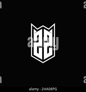 ZZ Logo monogram with shield shape designs template vector icon modern Stock Vector