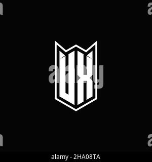 UX Logo monogram with shield shape designs template vector icon modern Stock Vector