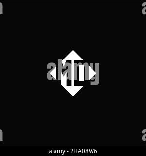 Monogram logo design with diamond square shape isolated on black background Stock Vector