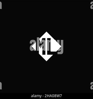 Monogram logo design with diamond square shape isolated on black background Stock Vector
