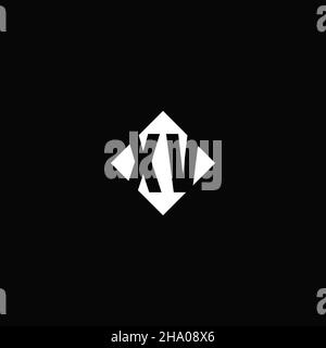 Monogram logo design with diamond square shape isolated on black background Stock Vector