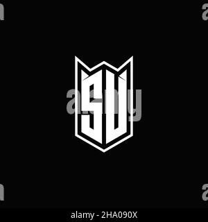 SU Logo monogram with shield shape designs template vector icon modern Stock Vector