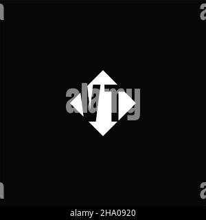 Monogram logo design with diamond square shape isolated on black background Stock Vector