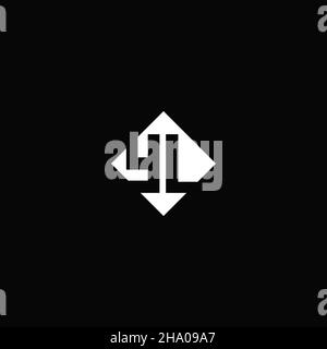 Monogram logo design with diamond square shape isolated on black background Stock Vector