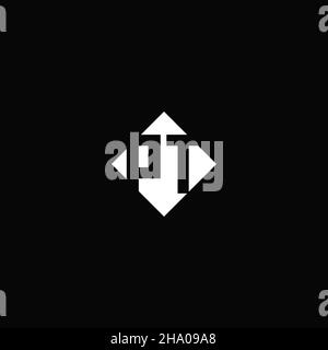Monogram logo design with diamond square shape isolated on black background Stock Vector