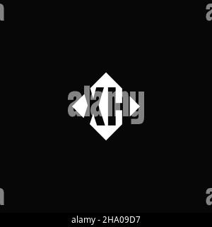 Monogram logo design with diamond square shape isolated on black background Stock Vector