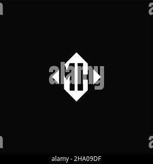 Monogram logo design with diamond square shape isolated on black background Stock Vector