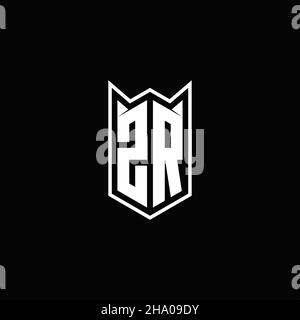 ZR Logo monogram with shield shape designs template vector icon modern Stock Vector