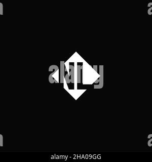 Monogram logo design with diamond square shape isolated on black background Stock Vector