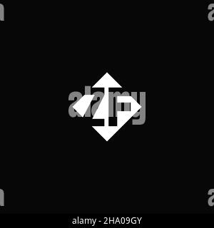 Monogram logo design with diamond square shape isolated on black background Stock Vector