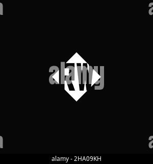 Monogram logo design with diamond square shape isolated on black background Stock Vector