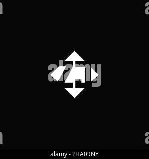 Monogram logo design with diamond square shape isolated on black background Stock Vector