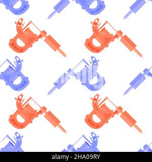 Induction Tattoo Machine Pattern Isolated on White Background Stock Vector