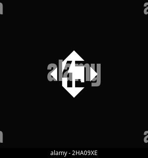Monogram logo design with diamond square shape isolated on black background Stock Vector