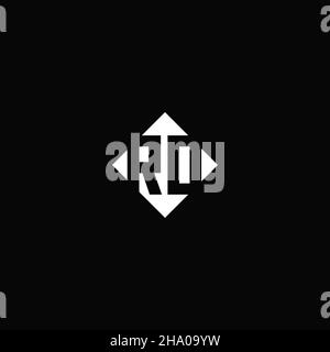 Monogram logo design with diamond square shape isolated on black background Stock Vector