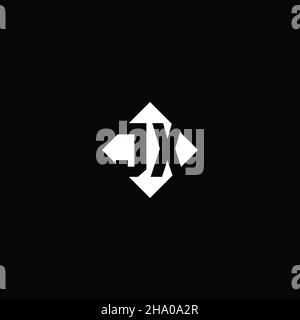 Monogram logo design with diamond square shape isolated on black background Stock Vector