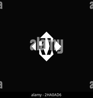 Monogram logo design with diamond square shape isolated on black background Stock Vector
