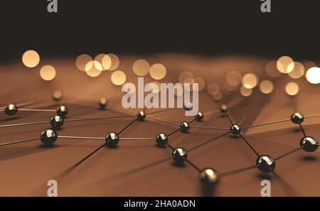 Networking and internet concept. Partner and teamwork business concept with ball structure and mesh or net Stock Photo