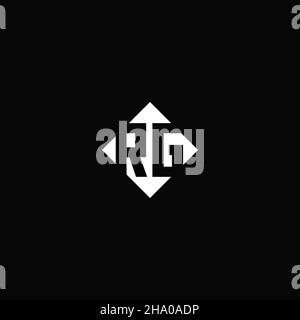 Monogram logo design with diamond square shape isolated on black background Stock Vector