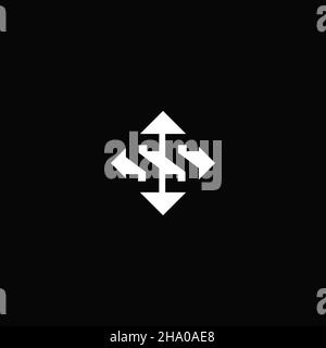 Monogram logo design with diamond square shape isolated on black background Stock Vector
