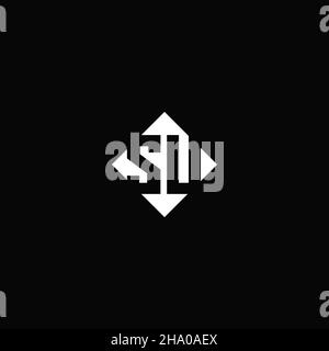 Monogram logo design with diamond square shape isolated on black background Stock Vector