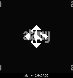 Monogram logo design with diamond square shape isolated on black background Stock Vector