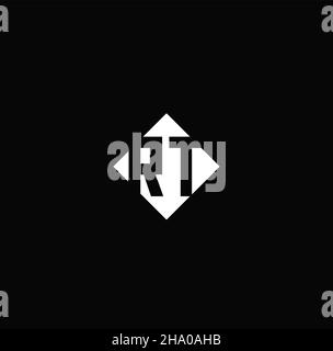 Monogram logo design with diamond square shape isolated on black background Stock Vector