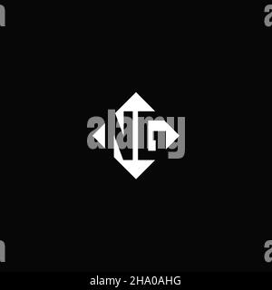 Monogram logo design with diamond square shape isolated on black background Stock Vector
