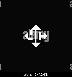 Monogram logo design with diamond square shape isolated on black background Stock Vector