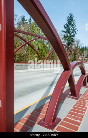 Artistic arches on the May Creek Bridge in Newcastle, Washington. Stock Photo