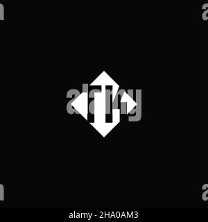 Monogram logo design with diamond square shape isolated on black background Stock Vector