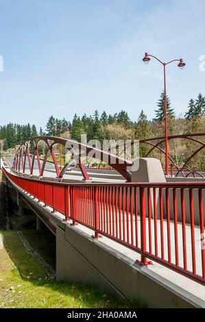 Artistic arches on the May Creek Bridge in Newcastle, Washington. Stock Photo