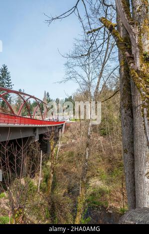 Artistic arches on the May Creek Bridge in Newcastle, Washington. Stock Photo