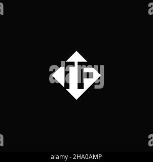 Monogram logo design with diamond square shape isolated on black background Stock Vector