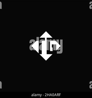 Monogram logo design with diamond square shape isolated on black background Stock Vector