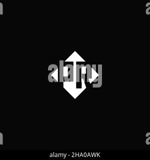 Monogram logo design with diamond square shape isolated on black background Stock Vector