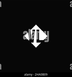 Monogram logo design with diamond square shape isolated on black background Stock Vector