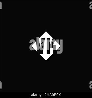 Monogram logo design with diamond square shape isolated on black background Stock Vector