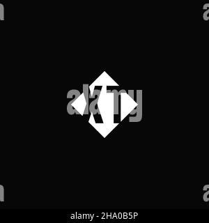 Monogram logo design with diamond square shape isolated on black background Stock Vector