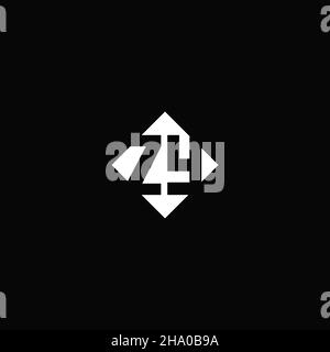 Monogram logo design with diamond square shape isolated on black background Stock Vector