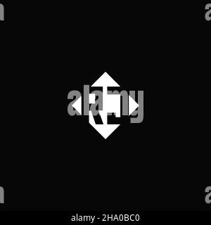Monogram logo design with diamond square shape isolated on black background Stock Vector