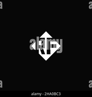 Monogram logo design with diamond square shape isolated on black background Stock Vector