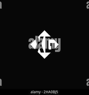 Monogram logo design with diamond square shape isolated on black background Stock Vector