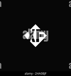 Monogram logo design with diamond square shape isolated on black background Stock Vector