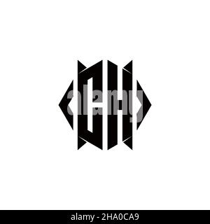 CH Logo monogram with shield shape designs template vector icon modern Stock Vector