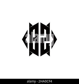 BZ Logo monogram with shield shape designs template vector icon modern Stock Vector