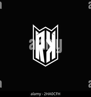RK Logo monogram with shield shape designs template vector icon modern Stock Vector