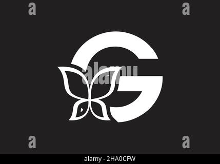 this is a creative letter G add butterfly icon design Stock Vector