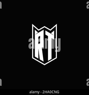 RT Logo monogram with shield shape designs template vector icon modern Stock Vector