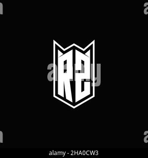 RZ Logo monogram with shield shape designs template vector icon modern Stock Vector